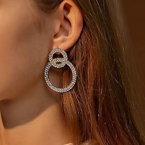 Rhinestone Double Circle Earrings